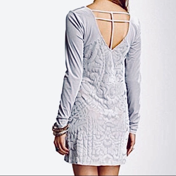 FREE PEOPLE Silver Boogie Nights Velvet Mini Dress Sz Medium NWOT - Picture 3 of 9